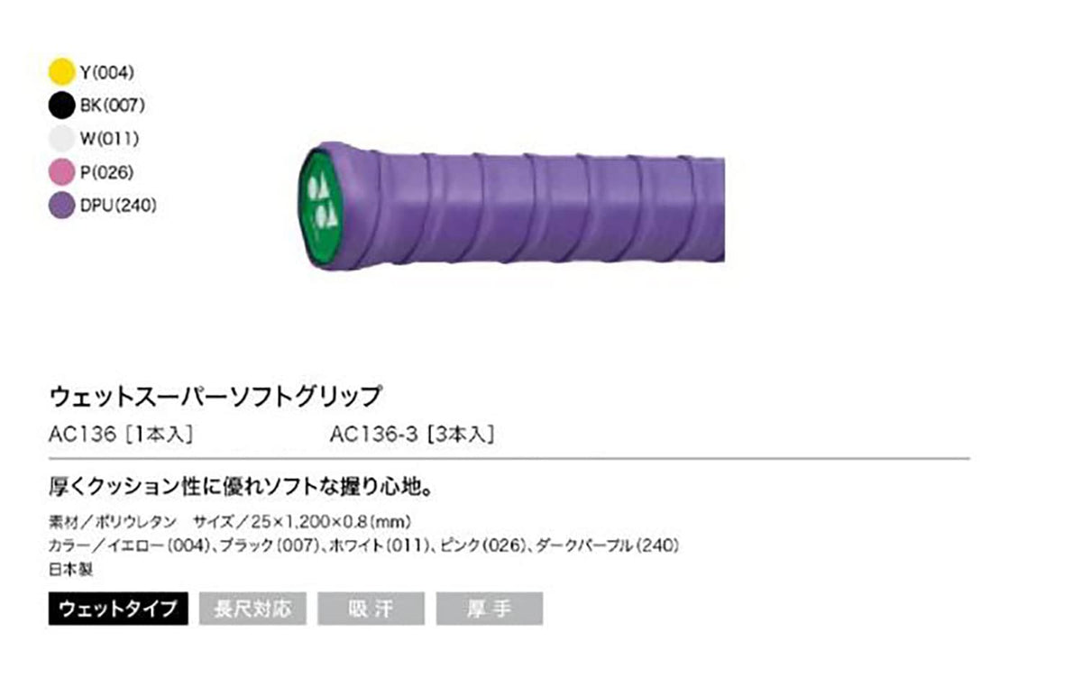 ヨネックス ウェットスーパーソフトグリップ(3本入) グリップテープ 画像4