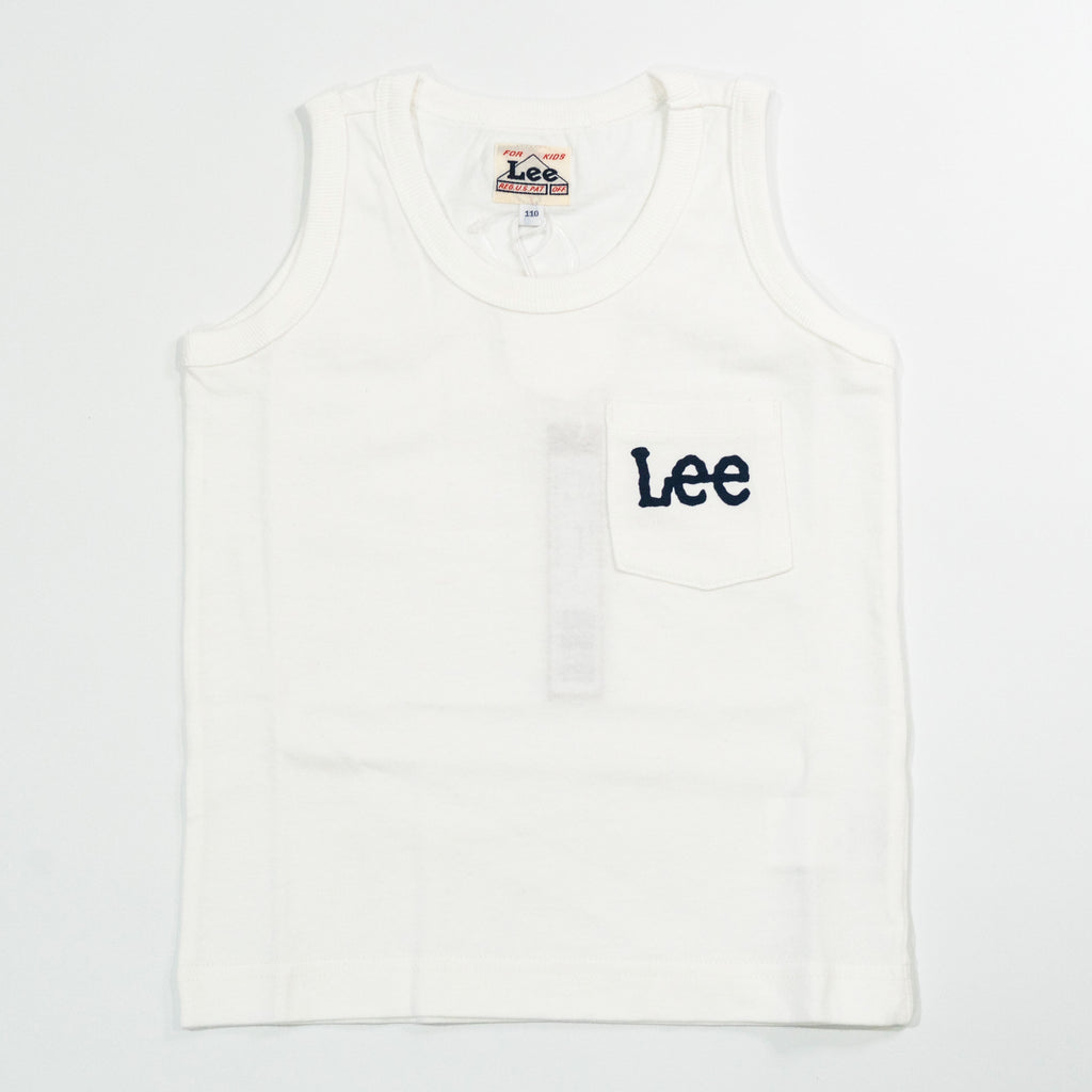 【送料無料！】【国内正規品】Lee ポケットロゴ タンクトップ 110 120 130 150 ホワイト キッズ LK0312