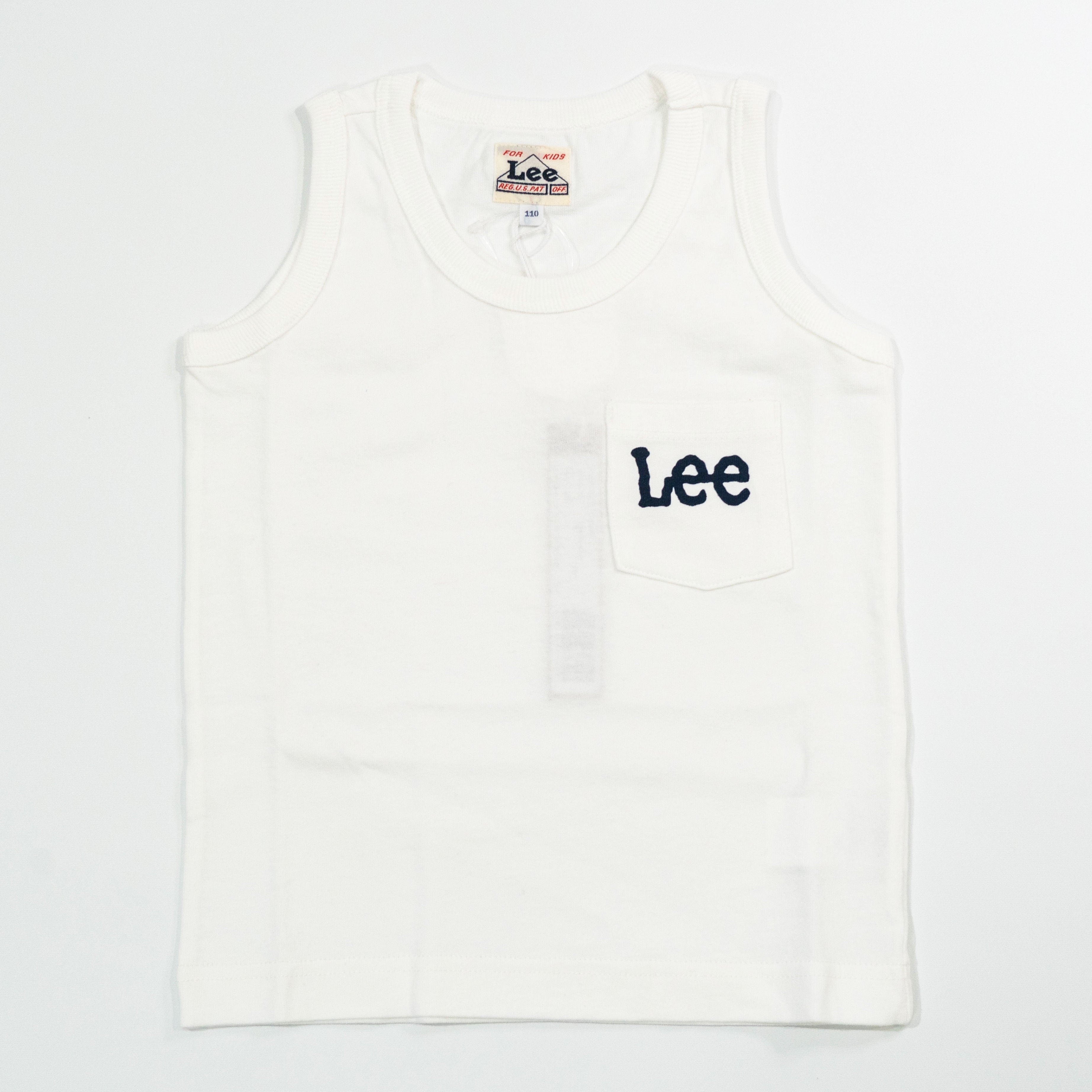 【送料無料！】【国内正規品】Lee ポケットロゴ タンクトップ 110 120 130 150 ホワイト キッズ LK0312
